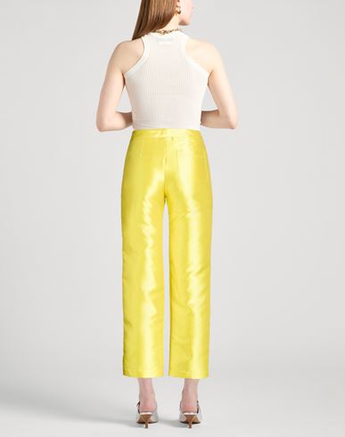 Woman Pants Yellow Size 2 Polyester, Silk