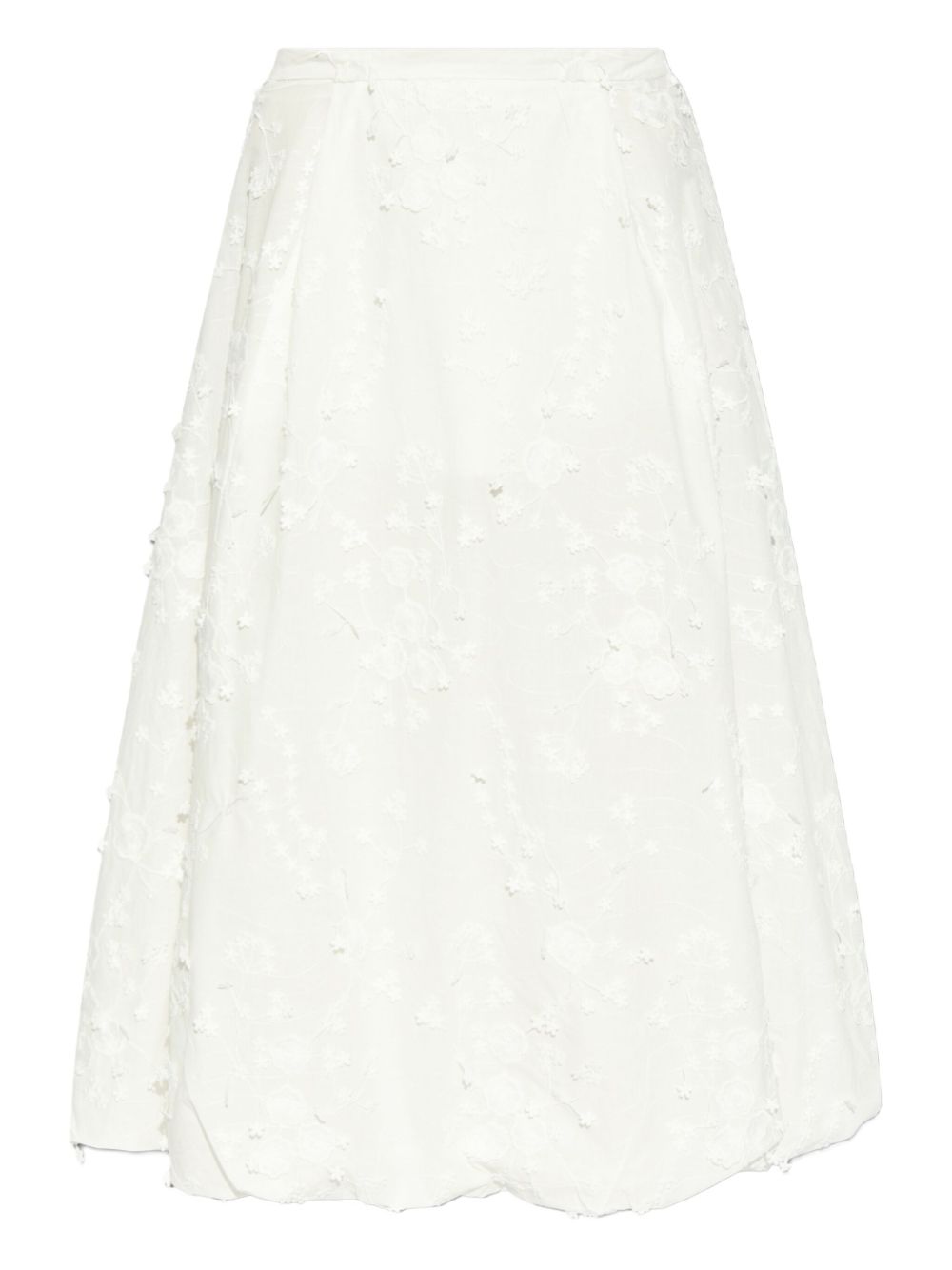 Fiamma floral-embroidered midi skirt - White