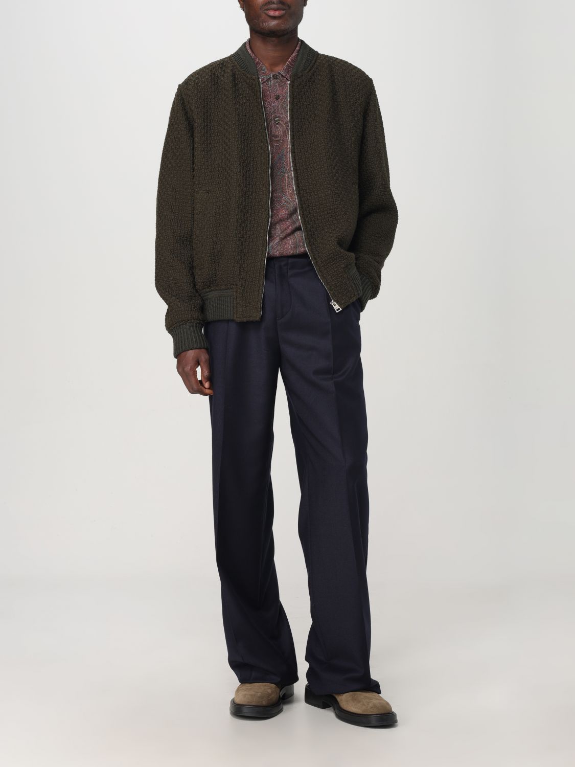 Zip-up wool bomber jacket - Neutrals