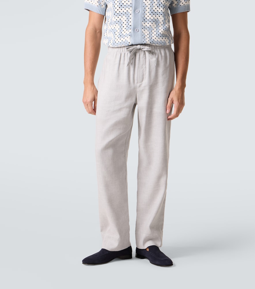 Luan linen and cotton-blend straight pants