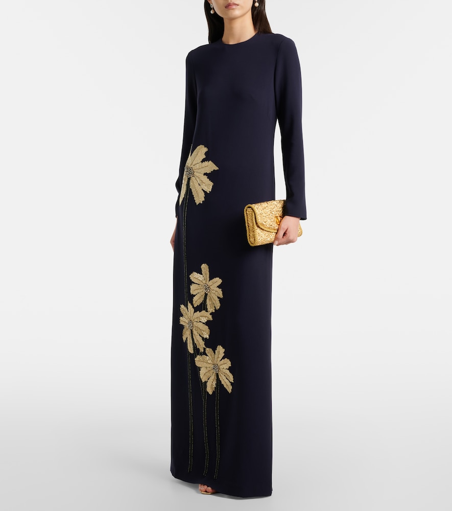 Nevina crystal-embellished crêpe gown