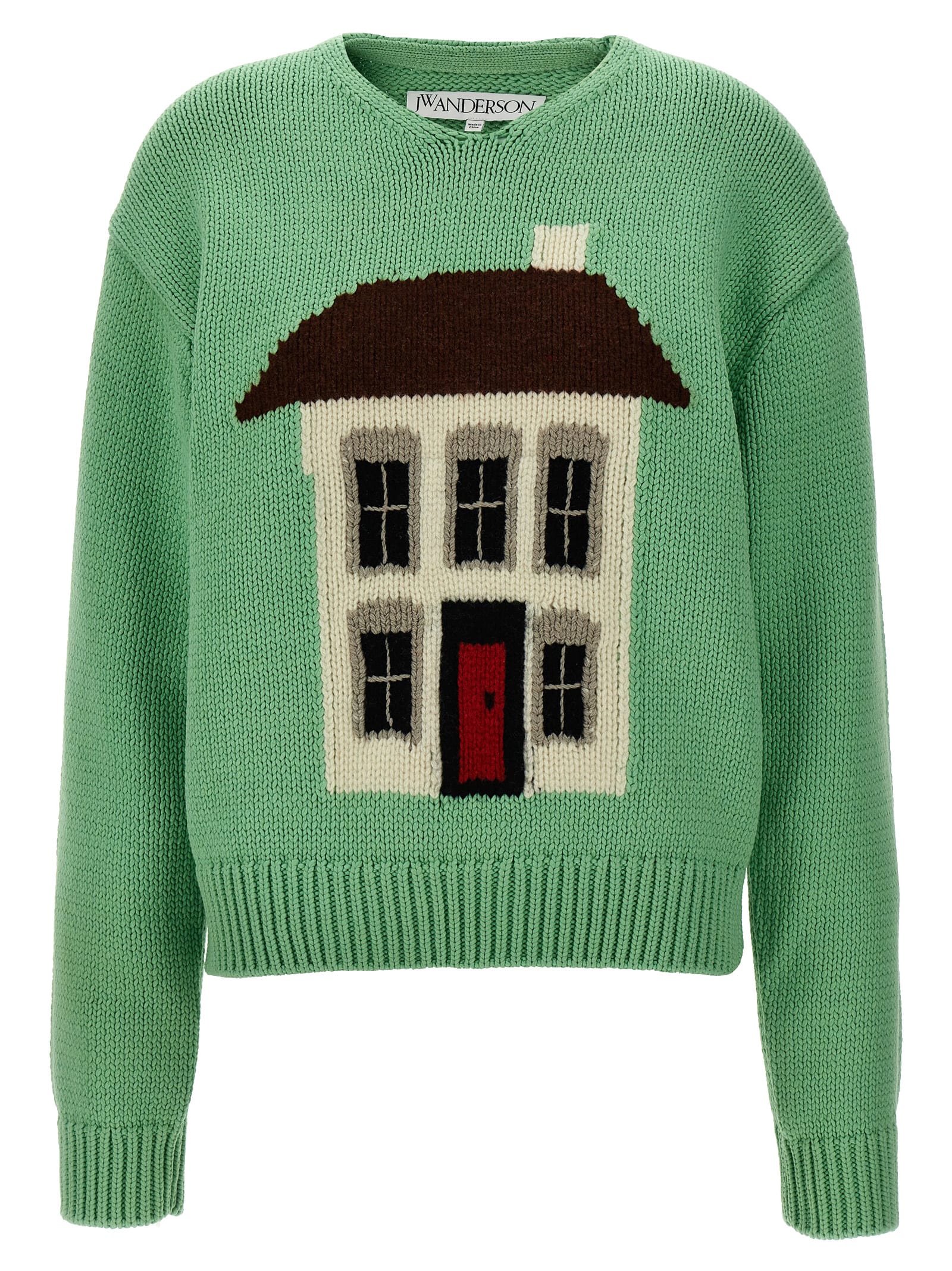 House-intarsia sweater - Green