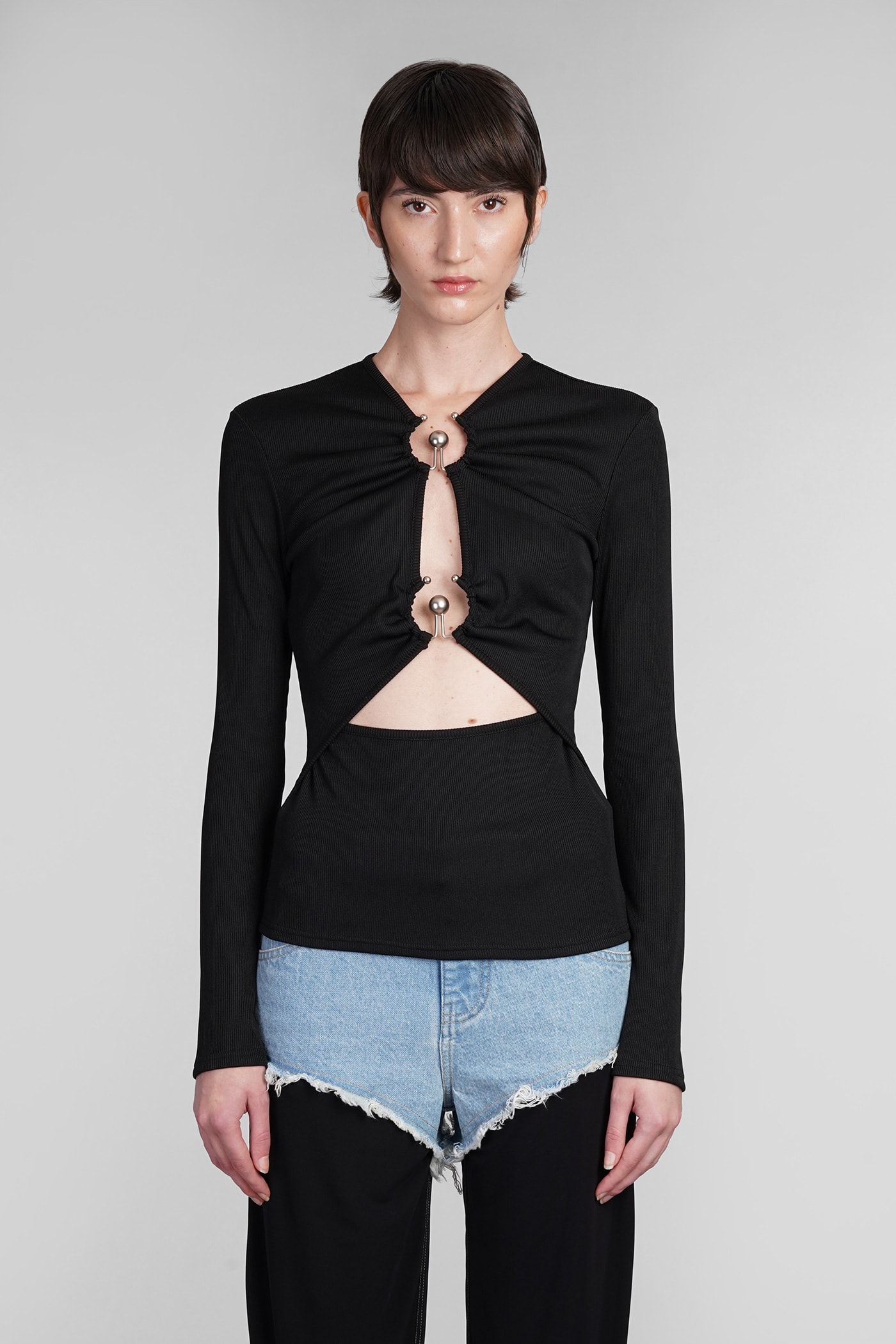 Cut-out detail long-sleeve top - Black