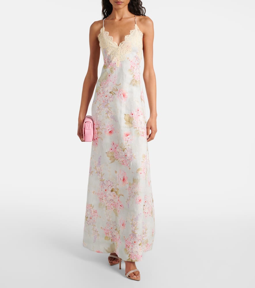 Halliday lace-trimmed floral maxi dress