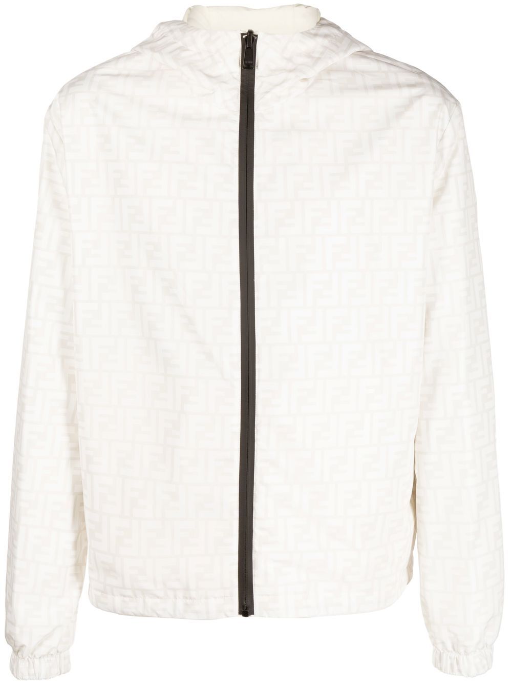 FF-logo print hooded jacket - Neutrals