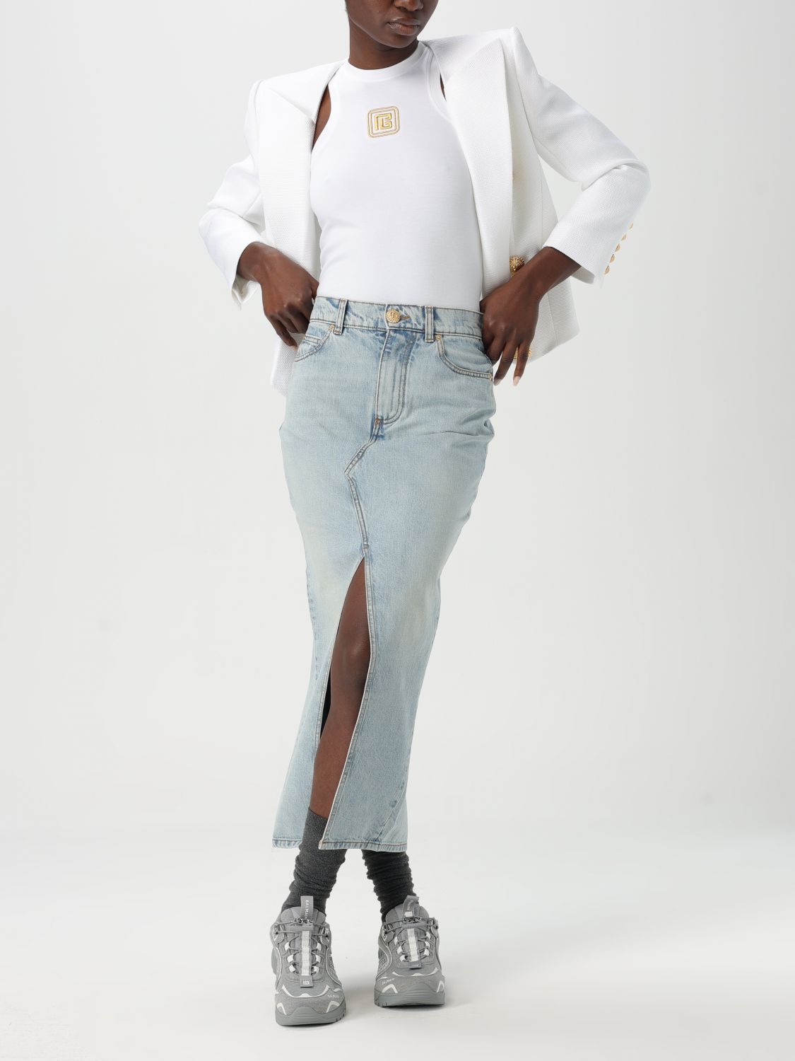 Textured blazer - White