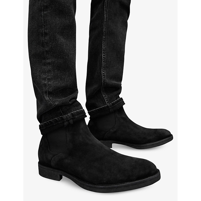 Mens Black Creed Brand-embossed Suede Chelsea Boots