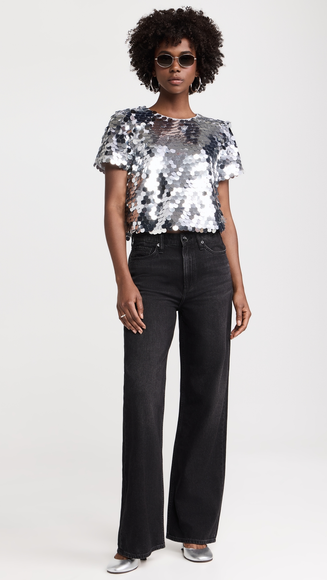 Fisheye Sequins Top Silver