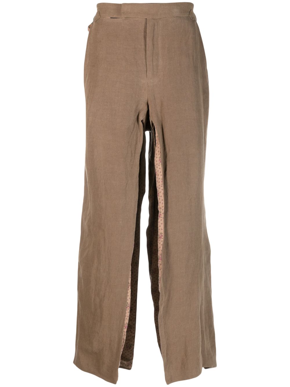 Side-slits flared trousers - Brown