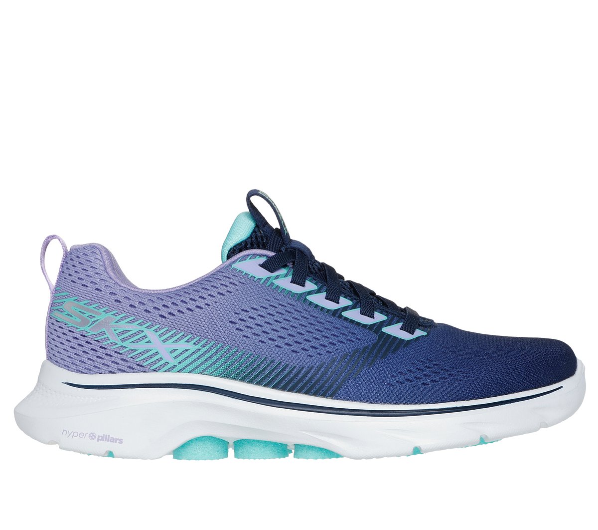 Skechers Women's GO WALK 7 - Hailey Sneaker in Navy Blue, 5 | Textile/Synthetic, Vegan, Machine Washable