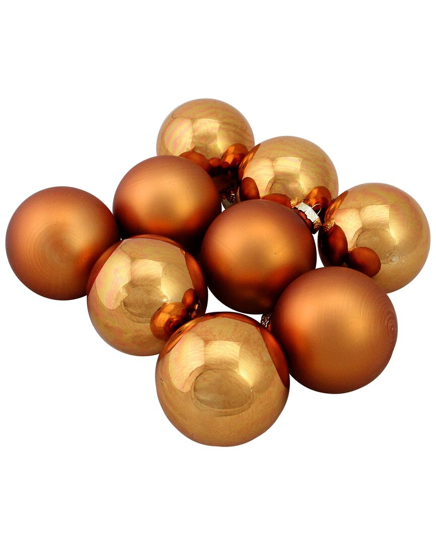 Northlight 9Ct Bronze 2-Finish Glass Ball Christmas Ornaments 2.5in (65Mm)