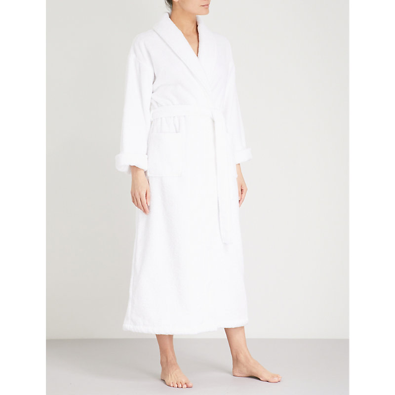 Womens White Cotton-towelling Dressing Gown
