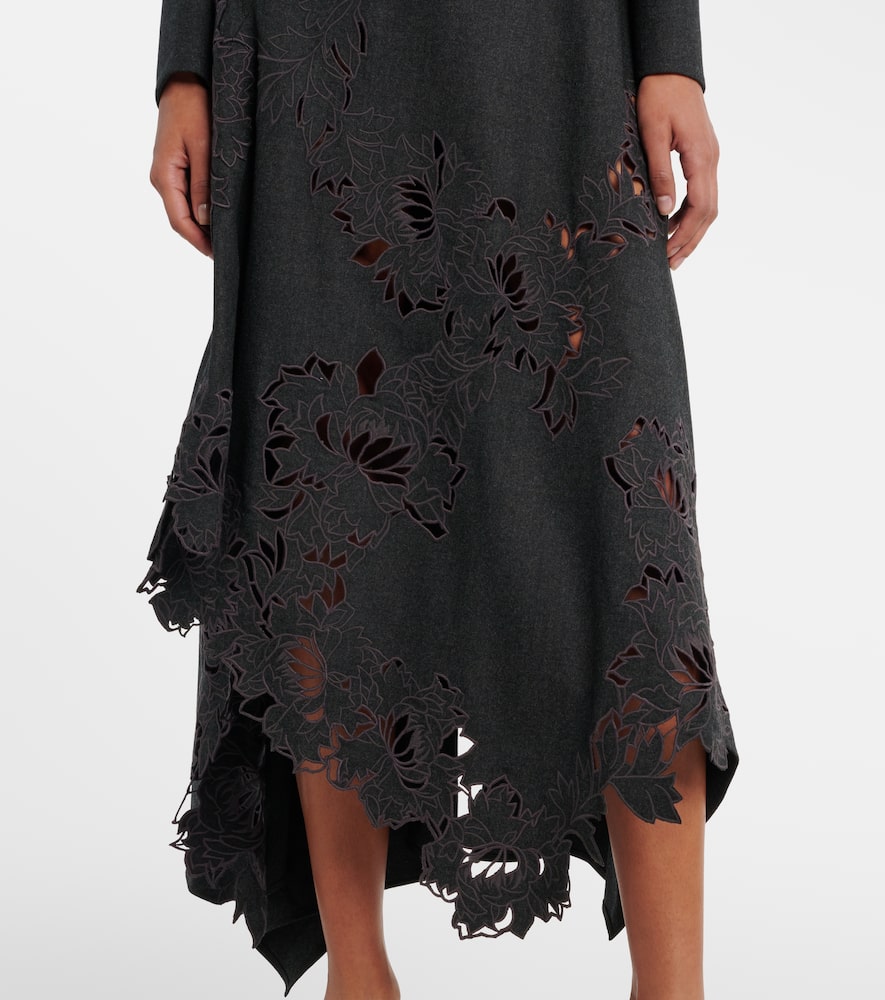 Peony asymmetric wool midi dress
