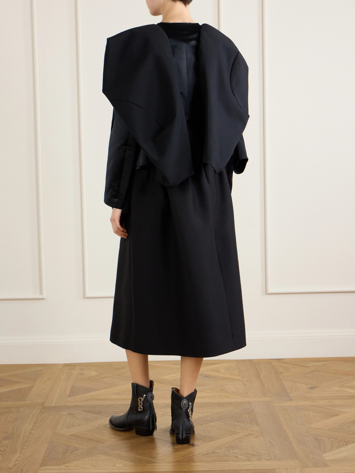 Wool And Satin-trimmed Crepe Jacket - Black