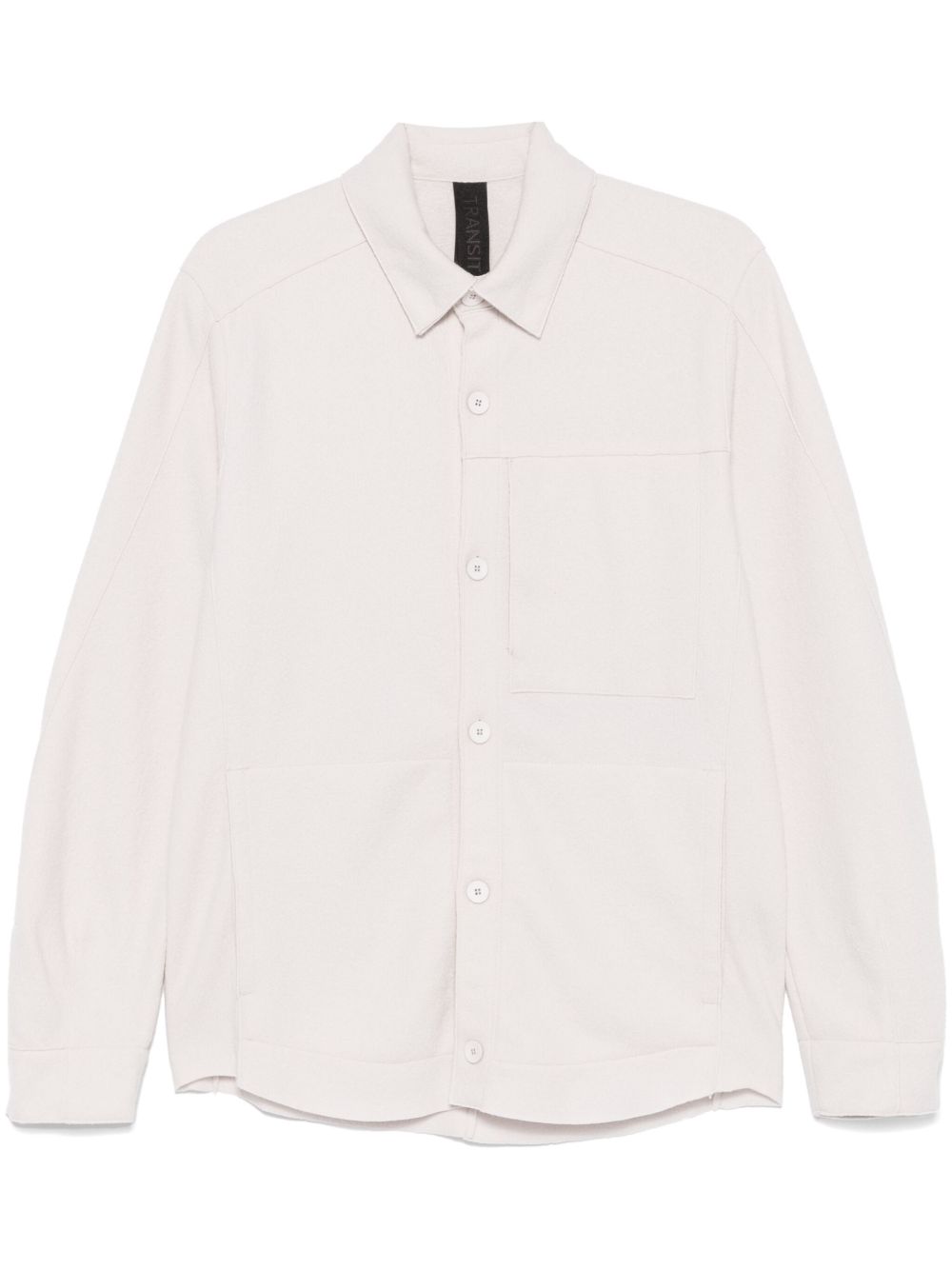 Virgin wool button-up overshirt - Neutrals