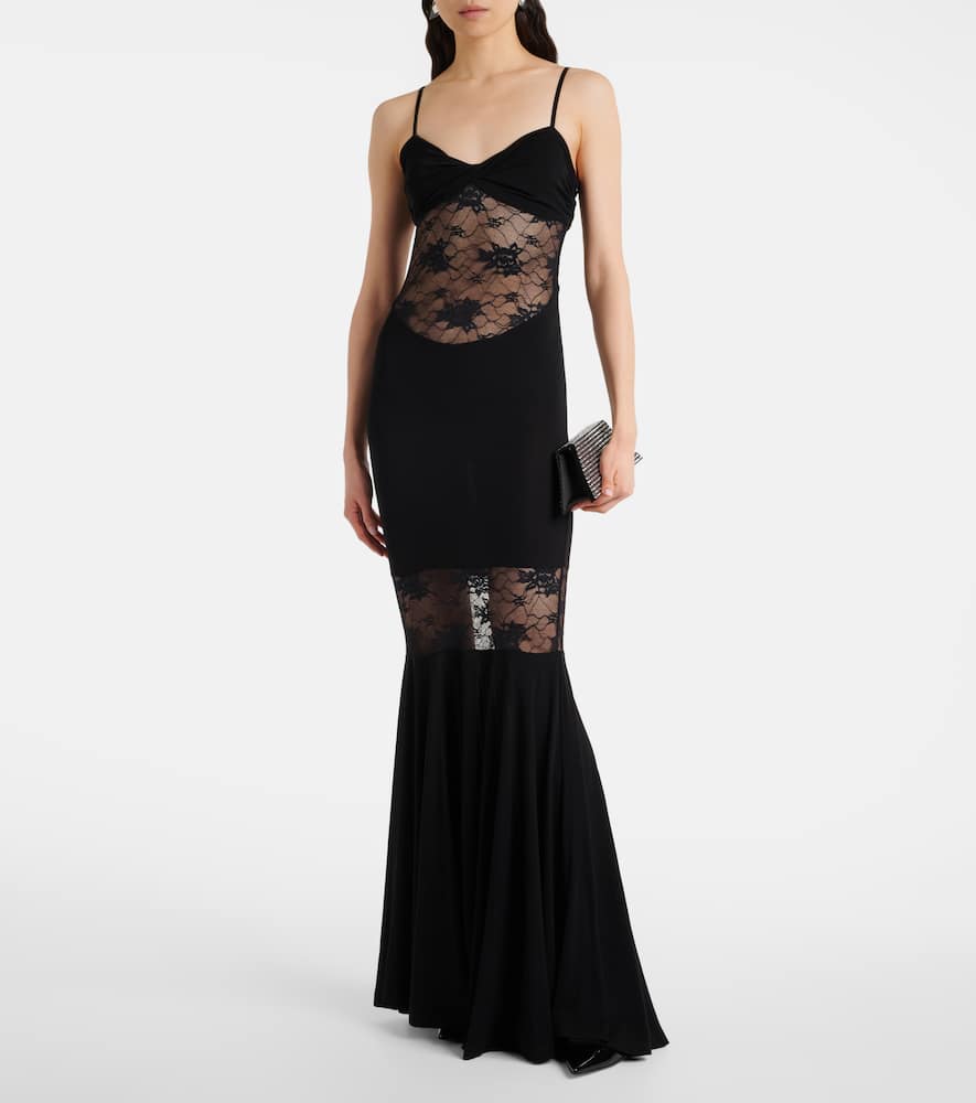 Paneled lace gown