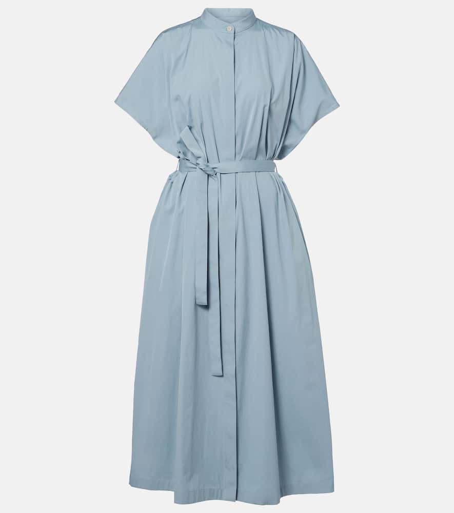 Belted cotton poplin shirt dress