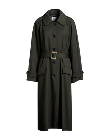 Woman Coat Military green Size 2 Polyester, Virgin Wool