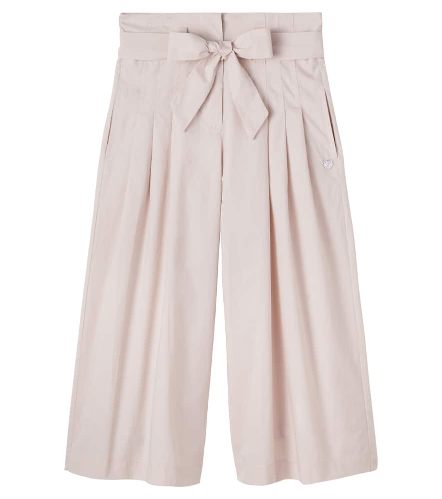 Pleated belted cotton pants