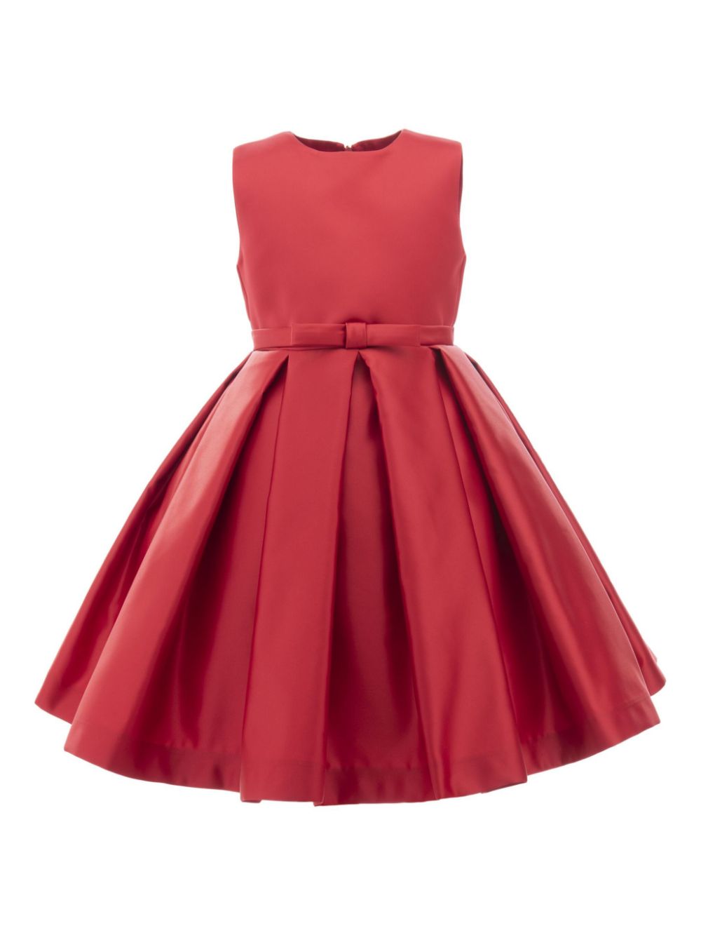 Bow-detail pleated satin dress - Red