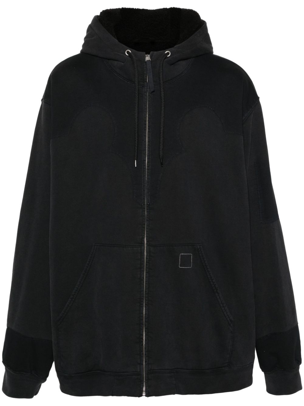 Panelled drop-shoulder hoodie - Black