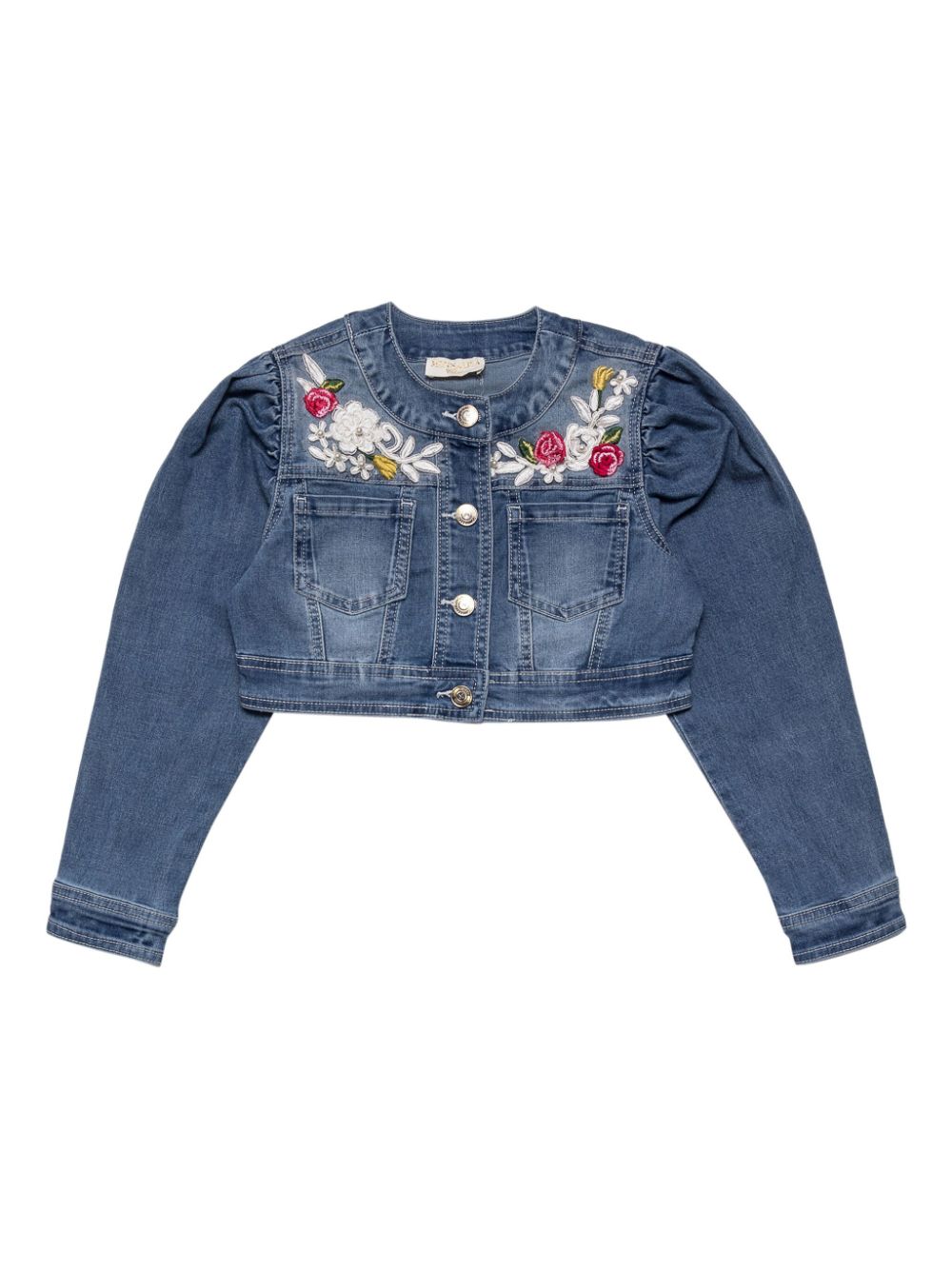 Floral-appliqué jacket - Blue