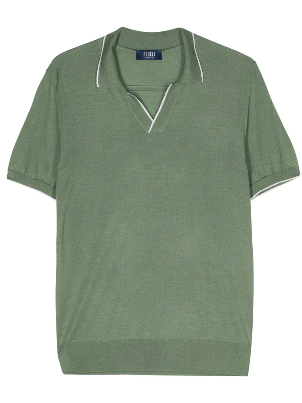 Fine-Knit Cashmere-Silk Blend Polo Shirt — Olive Green