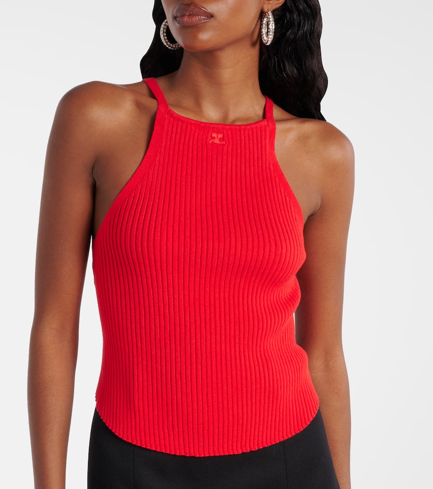 Courrèges Circle logo ribbed-knit tank top
