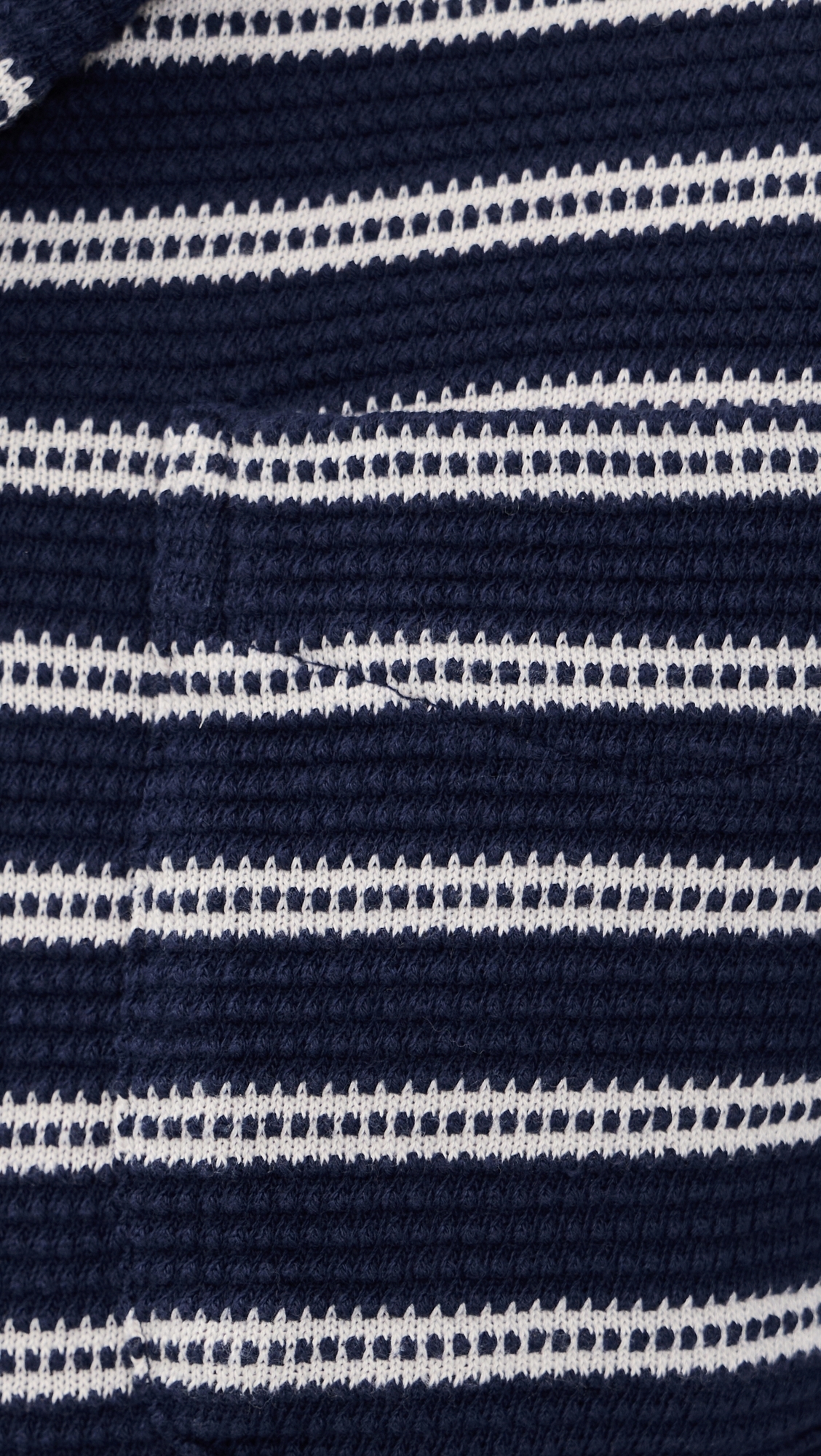 Short Sleeve Stripe Knit Collared Shirt Newport Navy/Pale Cream