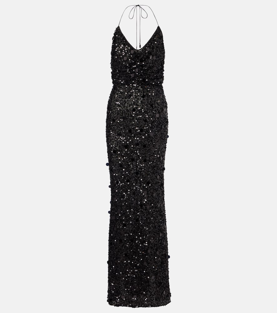 Sequined halterneck gown