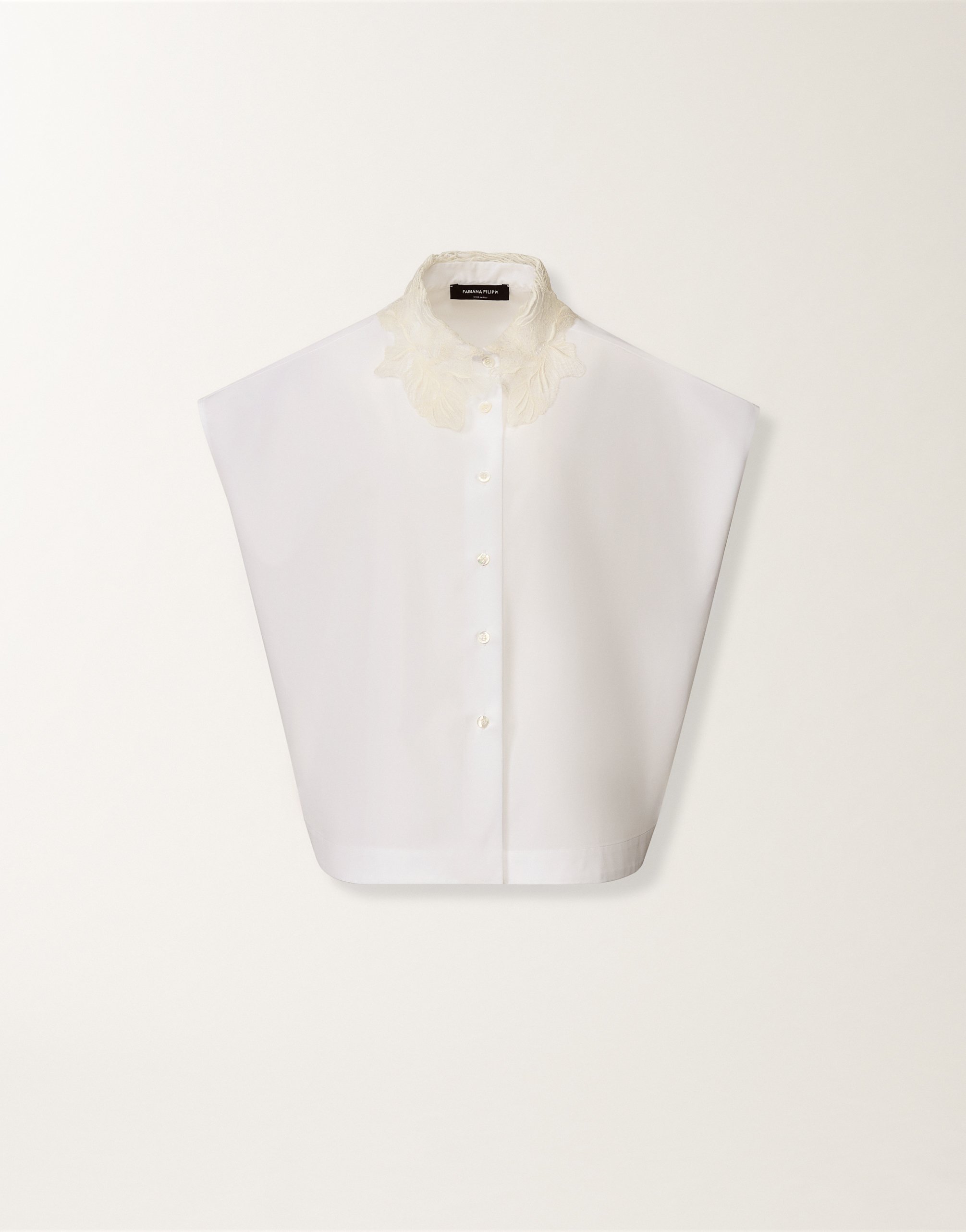 Sleeveless shirt in optical white poplin