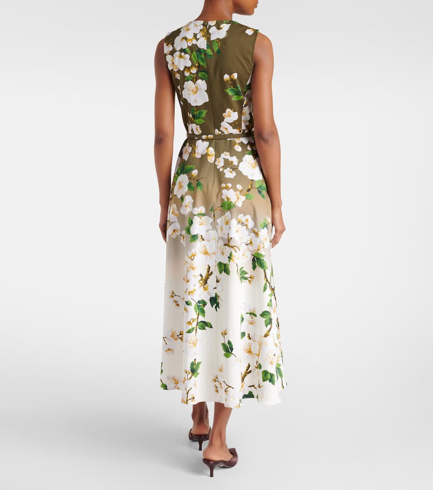Floral ombré cotton-blend cocktail dress