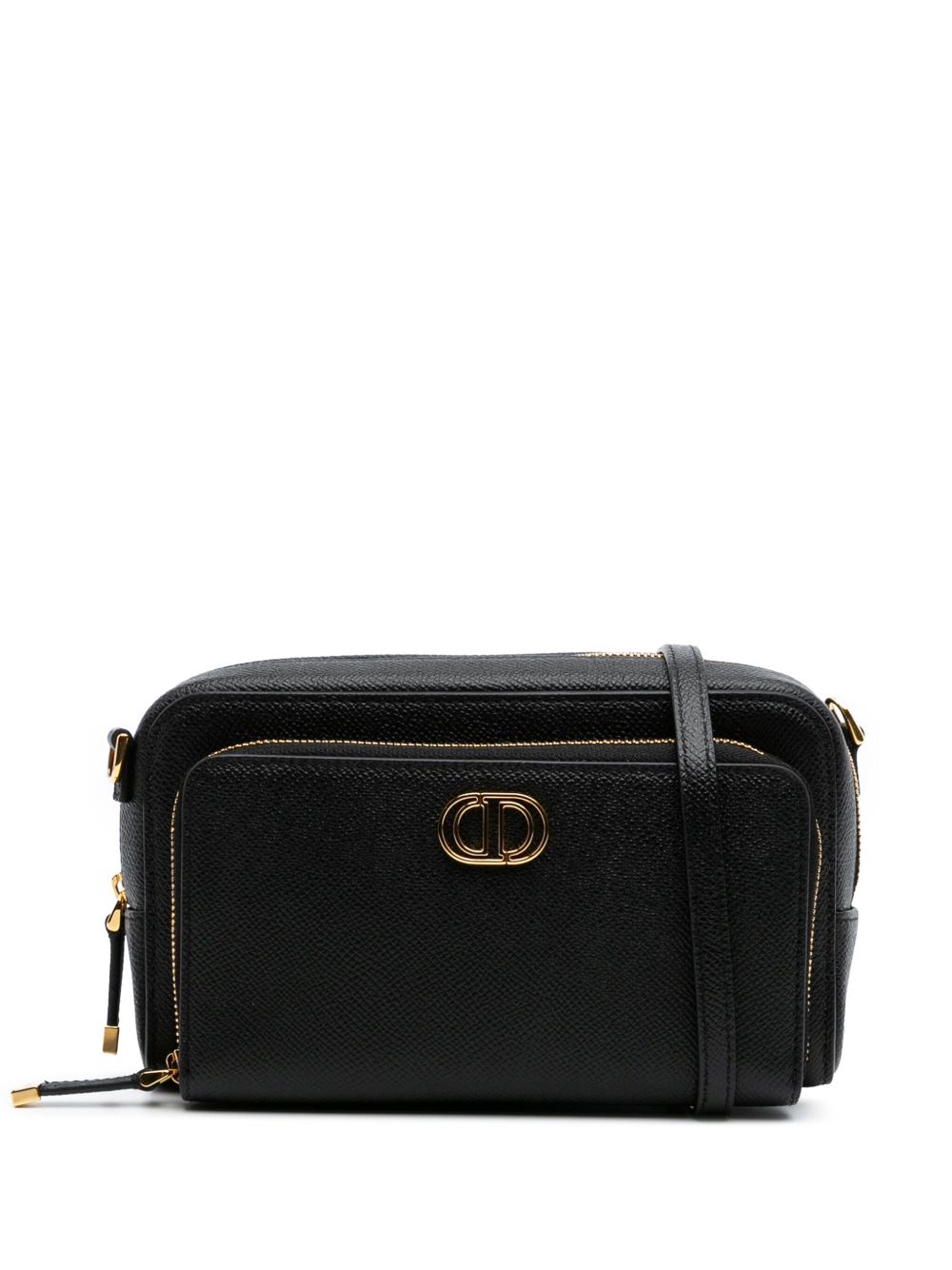 2023 Grained Calfskin Caro Double Pouch crossbody bag - Black