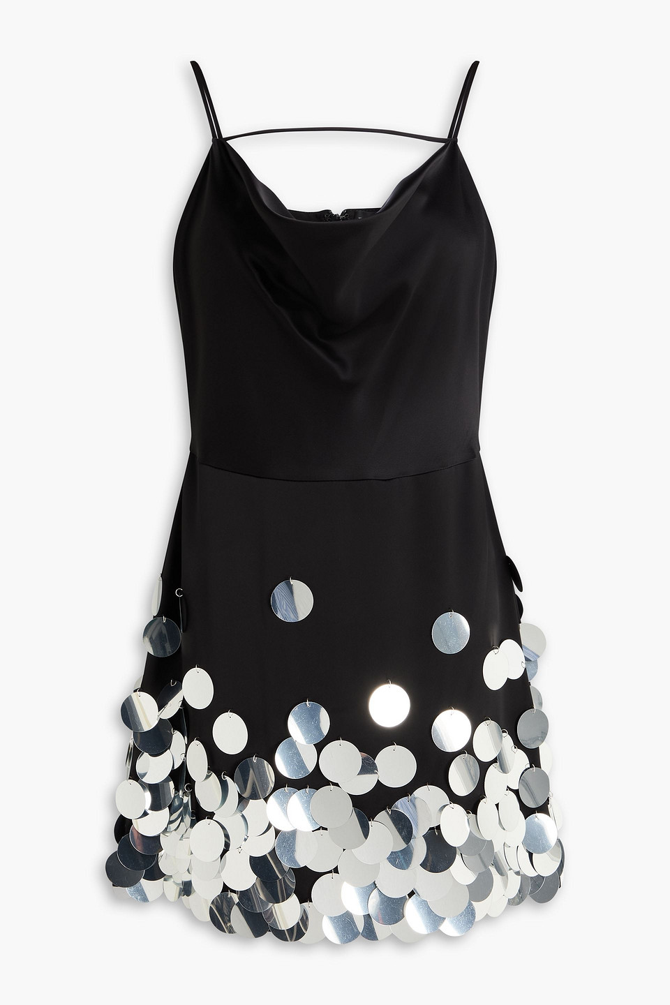 Embellished draped satin mini dress - Black - UK 12