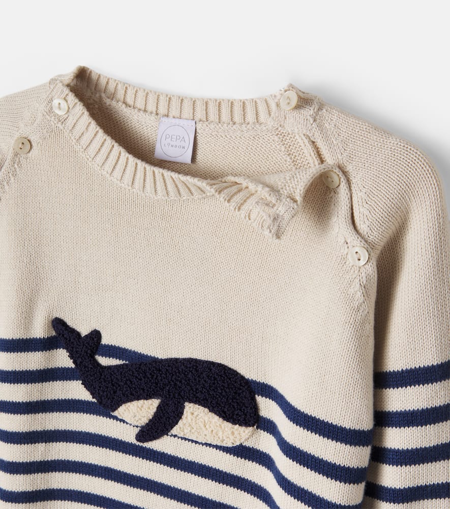 Intarsia striped cotton sweater