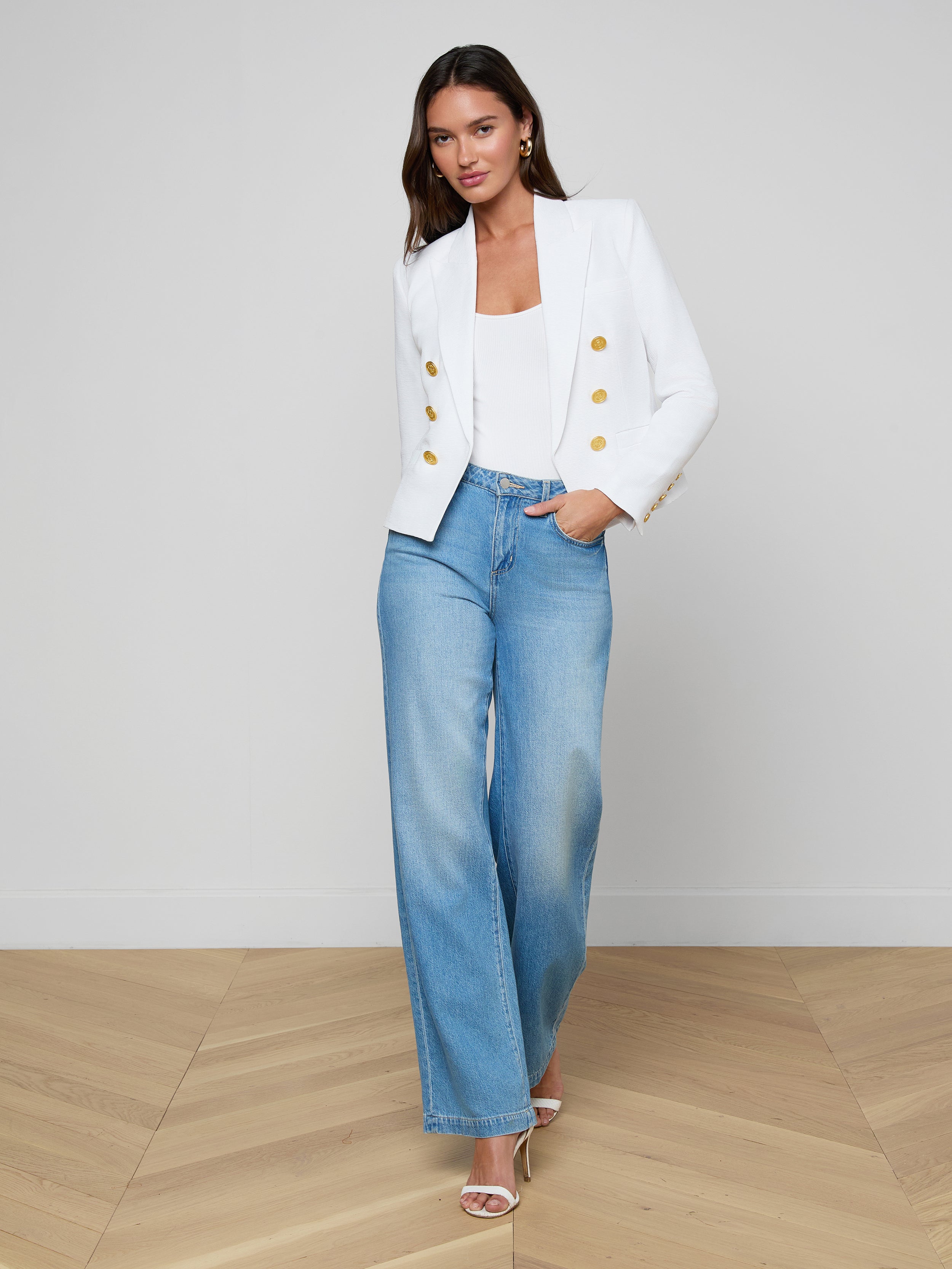 Brooke Blazer In White/white Multi Small Butterfly Jungle