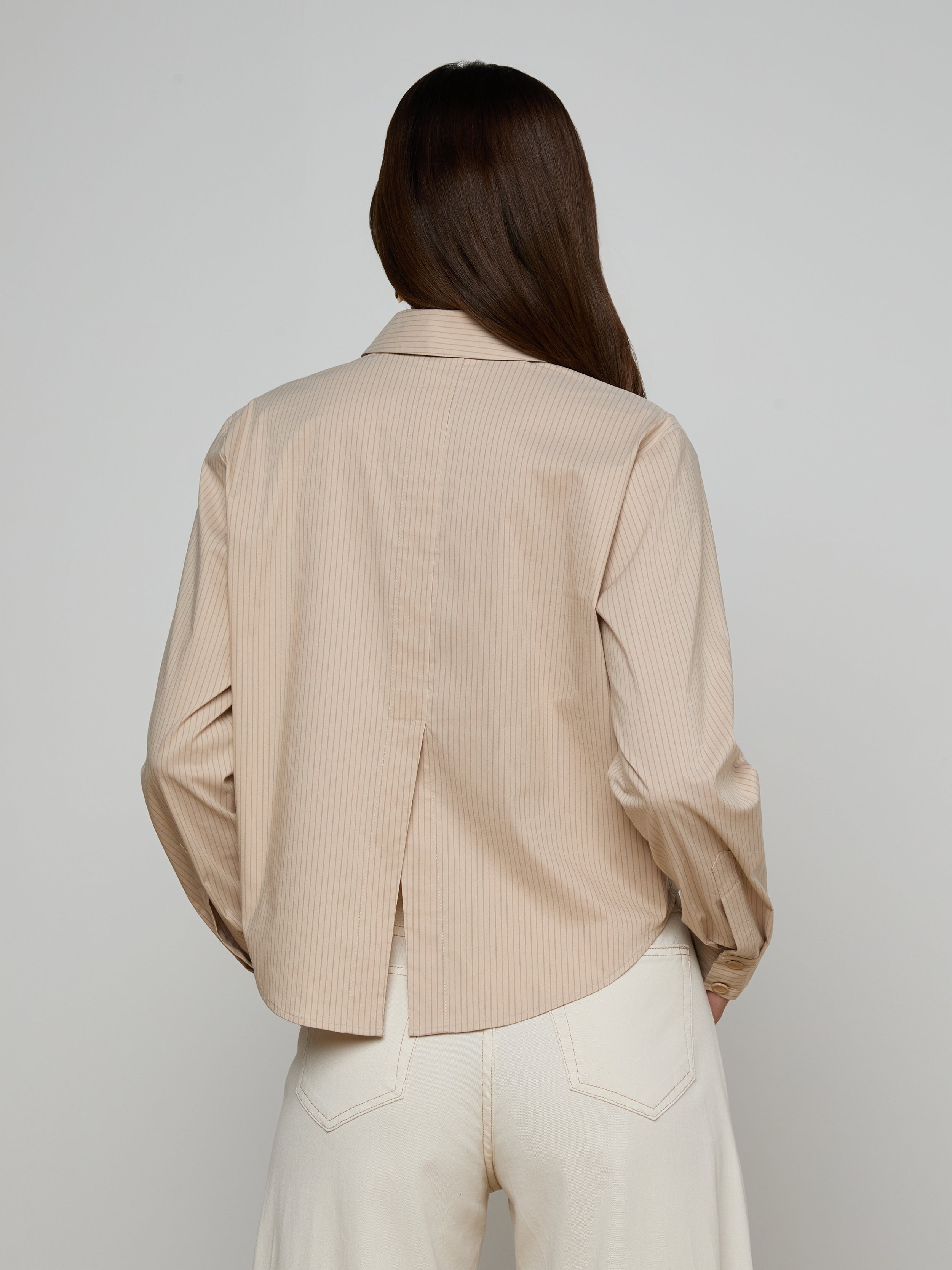 Cosette Shirt In Macadamia/light Brown Stripe