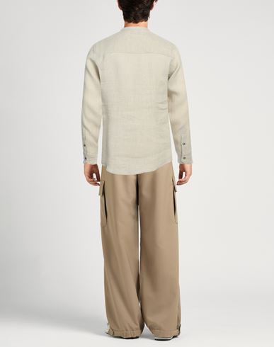 Alpha Studio Man Shirt Beige Size 36 Linen