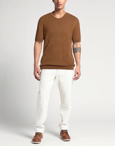 Man Sweater Light brown Size 40 Cotton