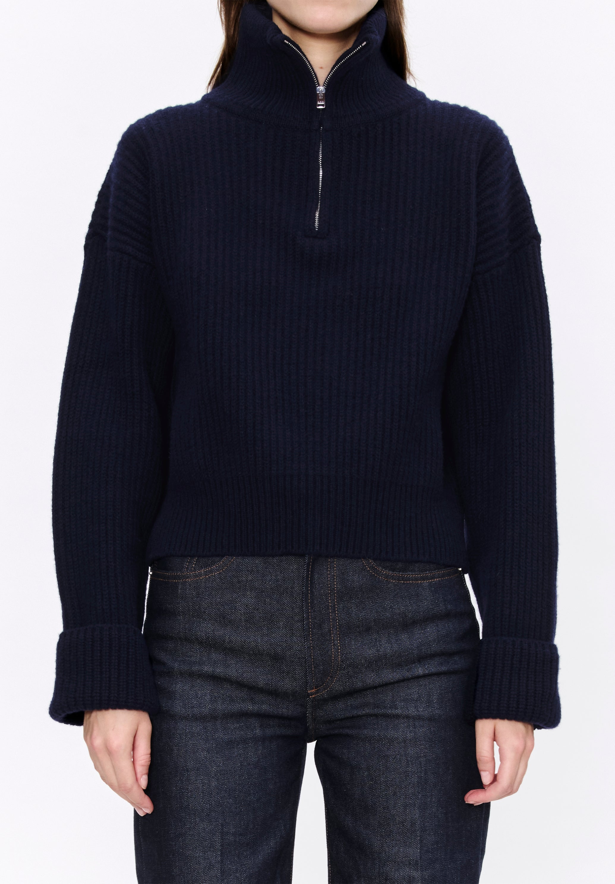 A. P.C. Women's Wide-rib sweater Size: Extra Small in Dark navy blue