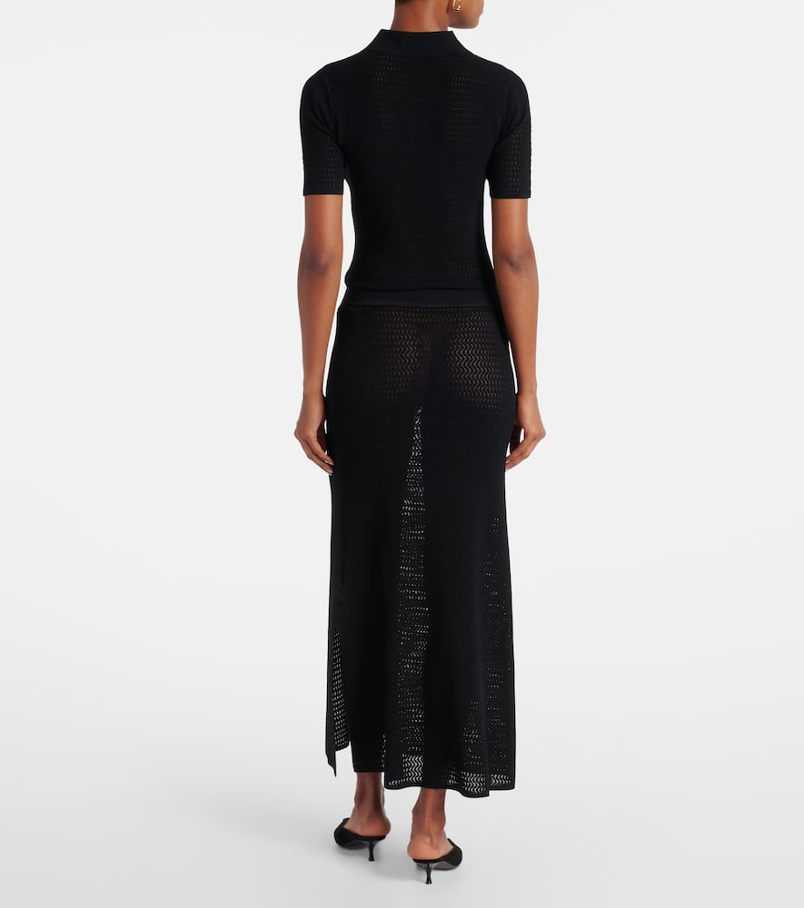 Pointelle midi skirt