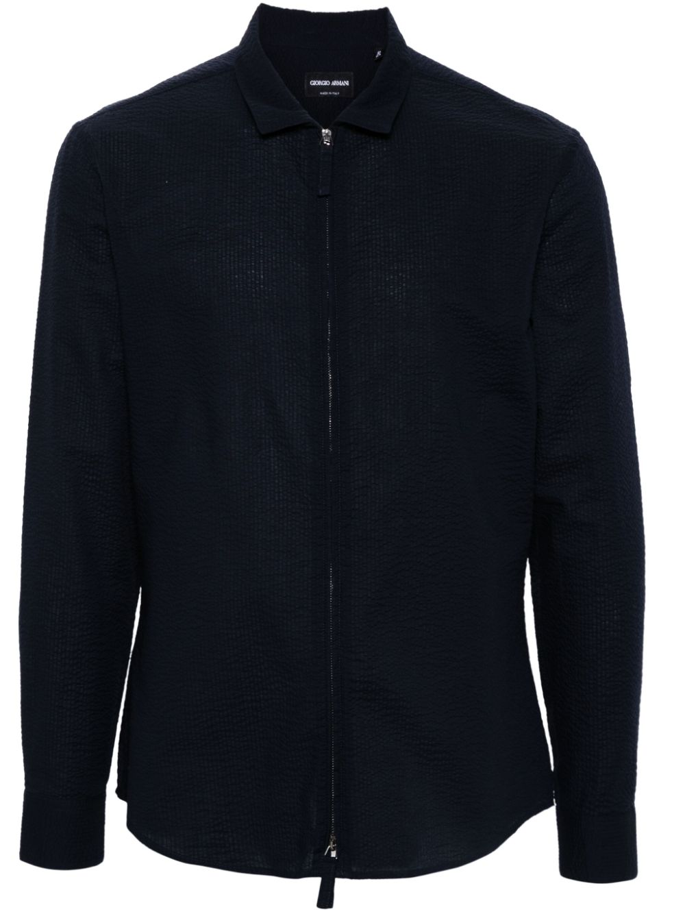 Seersucker zip shirt - Blue
