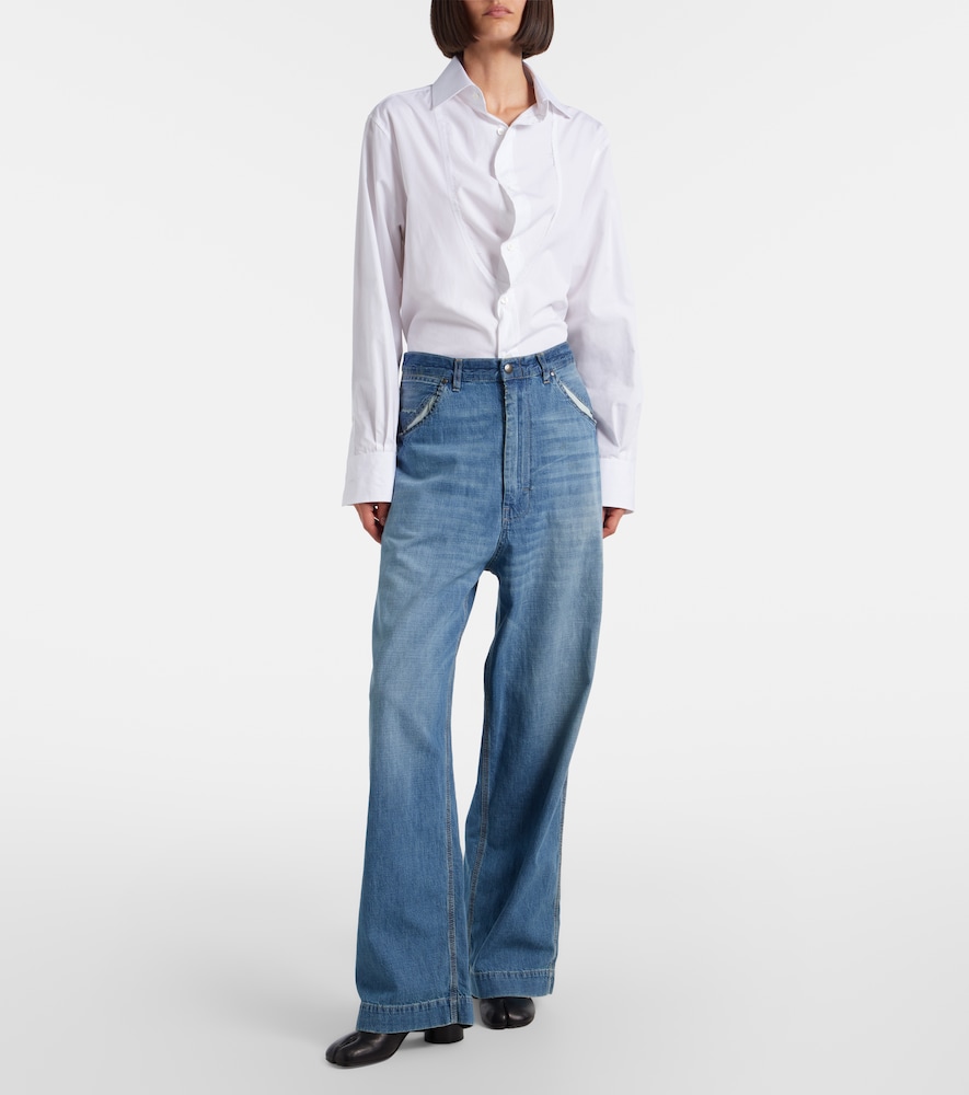Distressed wide-leg jeans