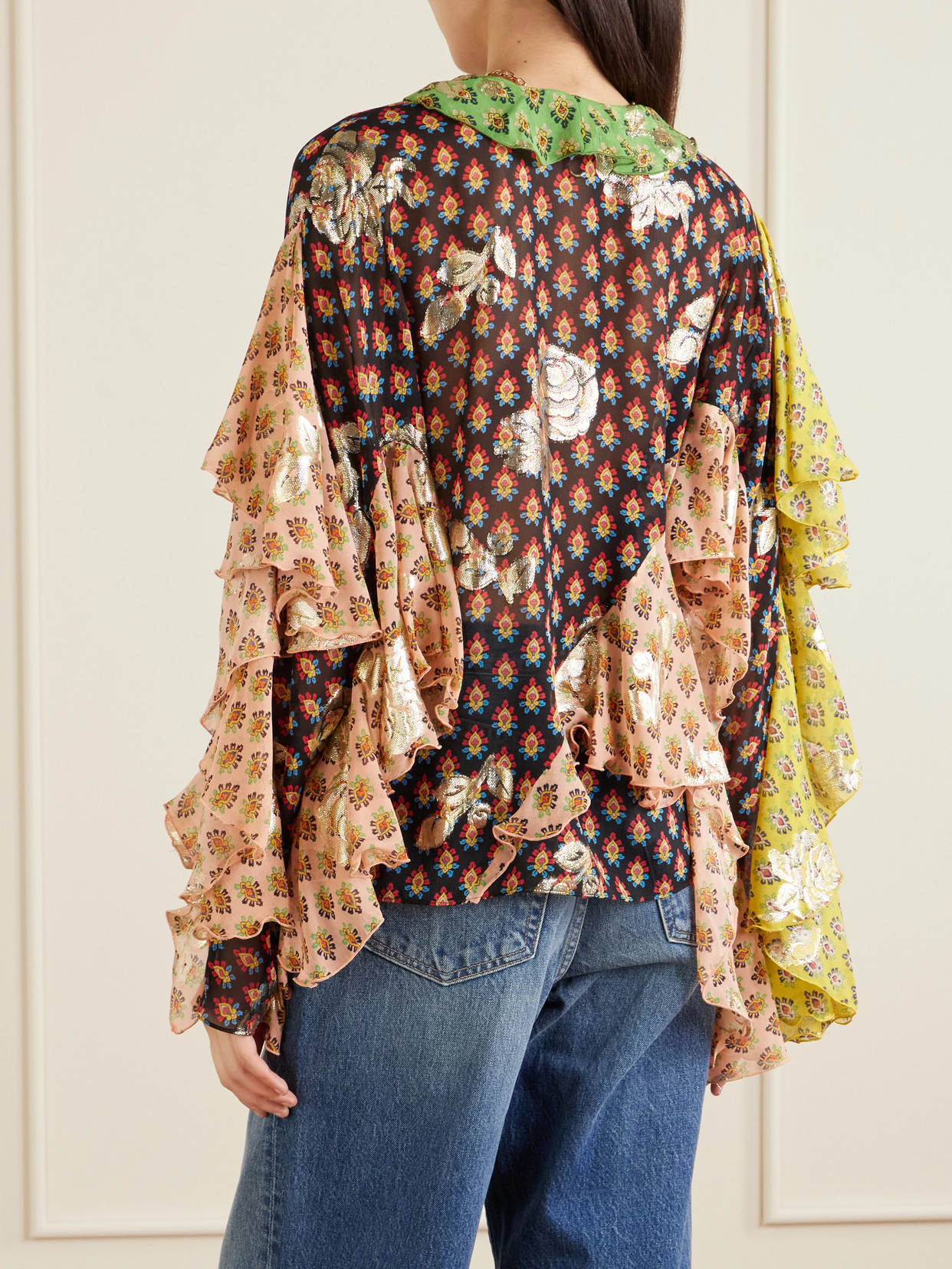 Ruffled Silk-blend Blouse - Multi