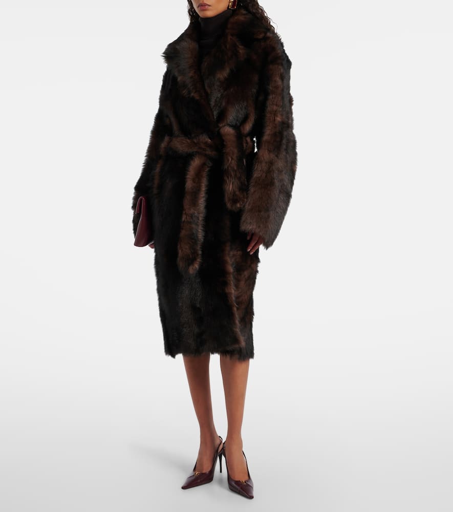 Uma shearling wrap coat