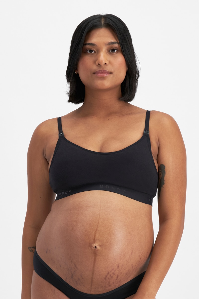 Damn Dry Milk Leaks Scoop Crop Bra in Black