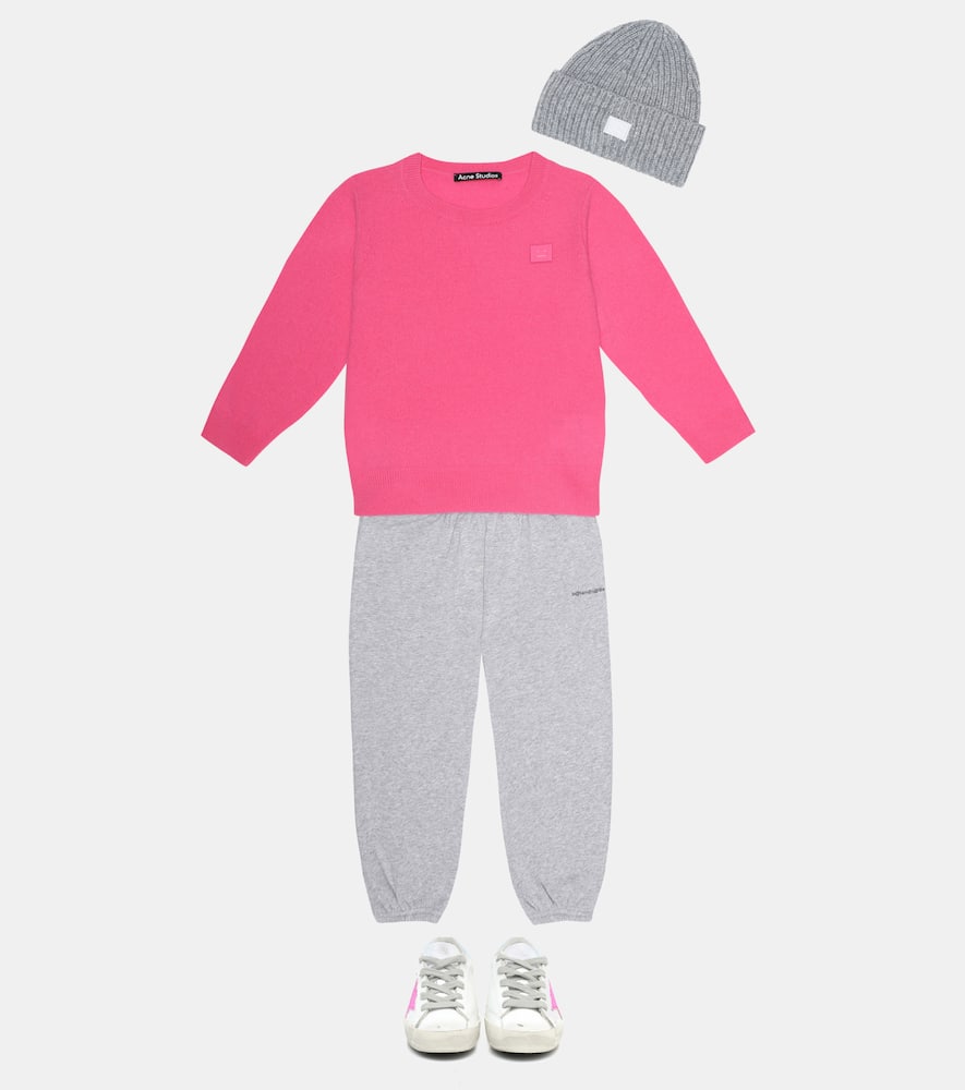 Acne Studios Kids Face ribbed-knit wool beanie