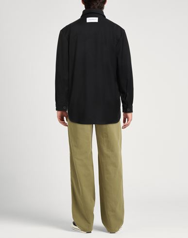 Man Shirt Black Size L Polyester, Viscose, Elastane