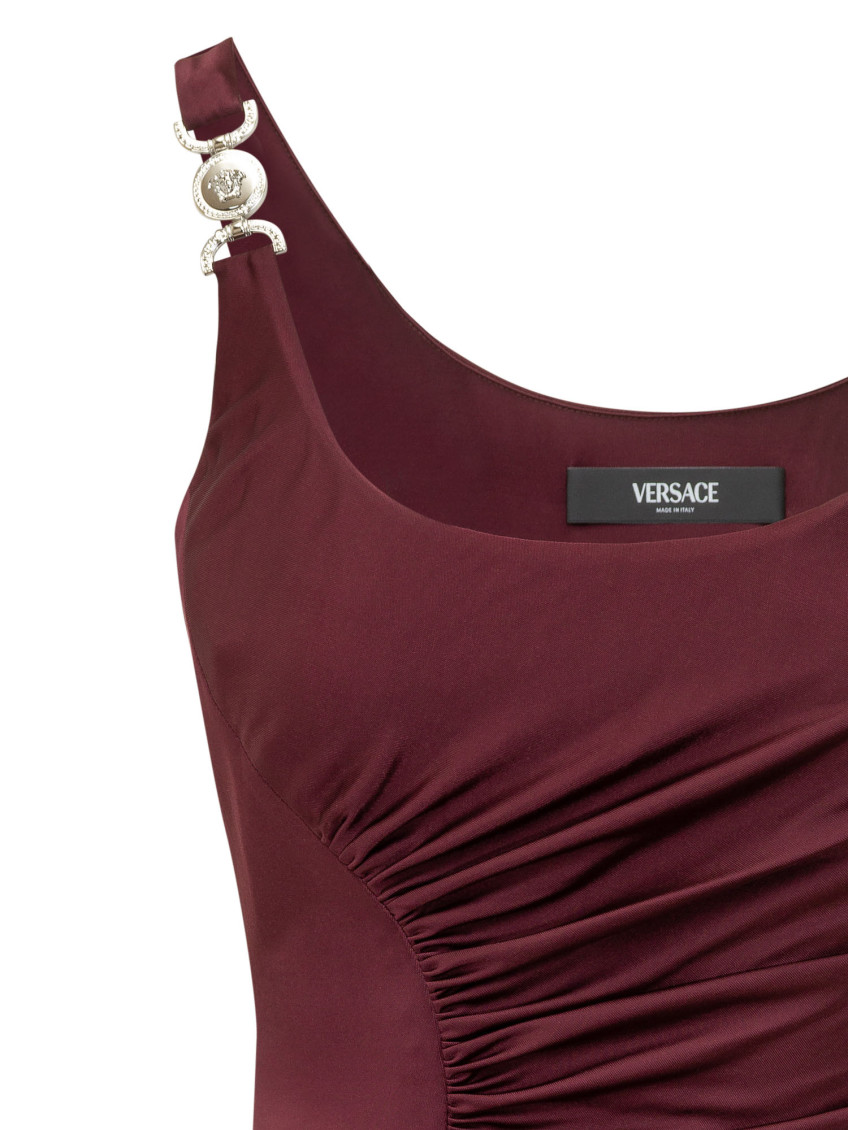 Versace - sleeveless silk midi dress scoop neckline