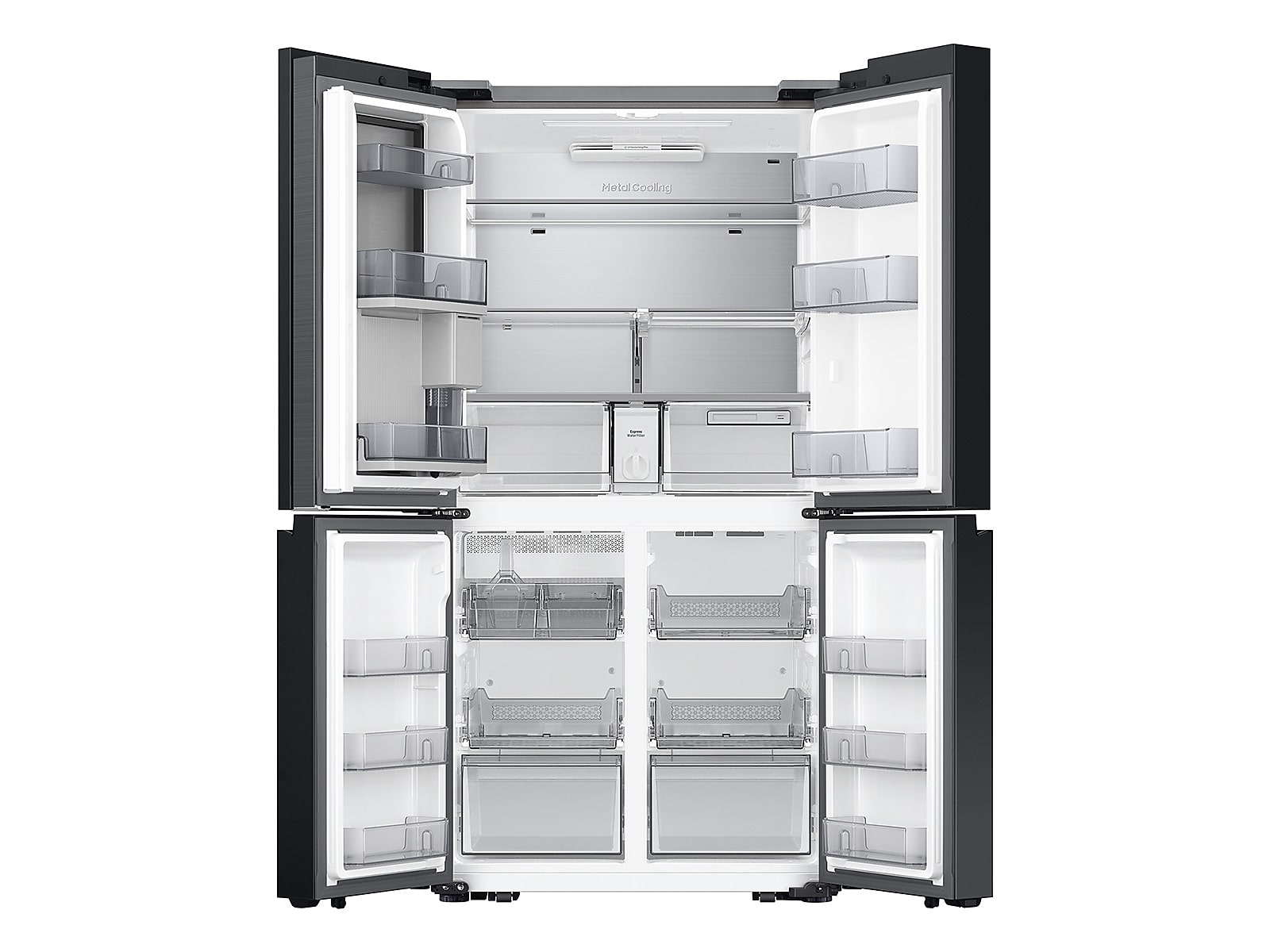 Bespoke 4-Door Flex™ Refrigerator (29 cu. ft.) with Beverage Center™ in White Glass - (with Customizable Door Panel Colors)